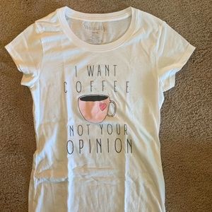 Size XS White Coffee Quote Tee